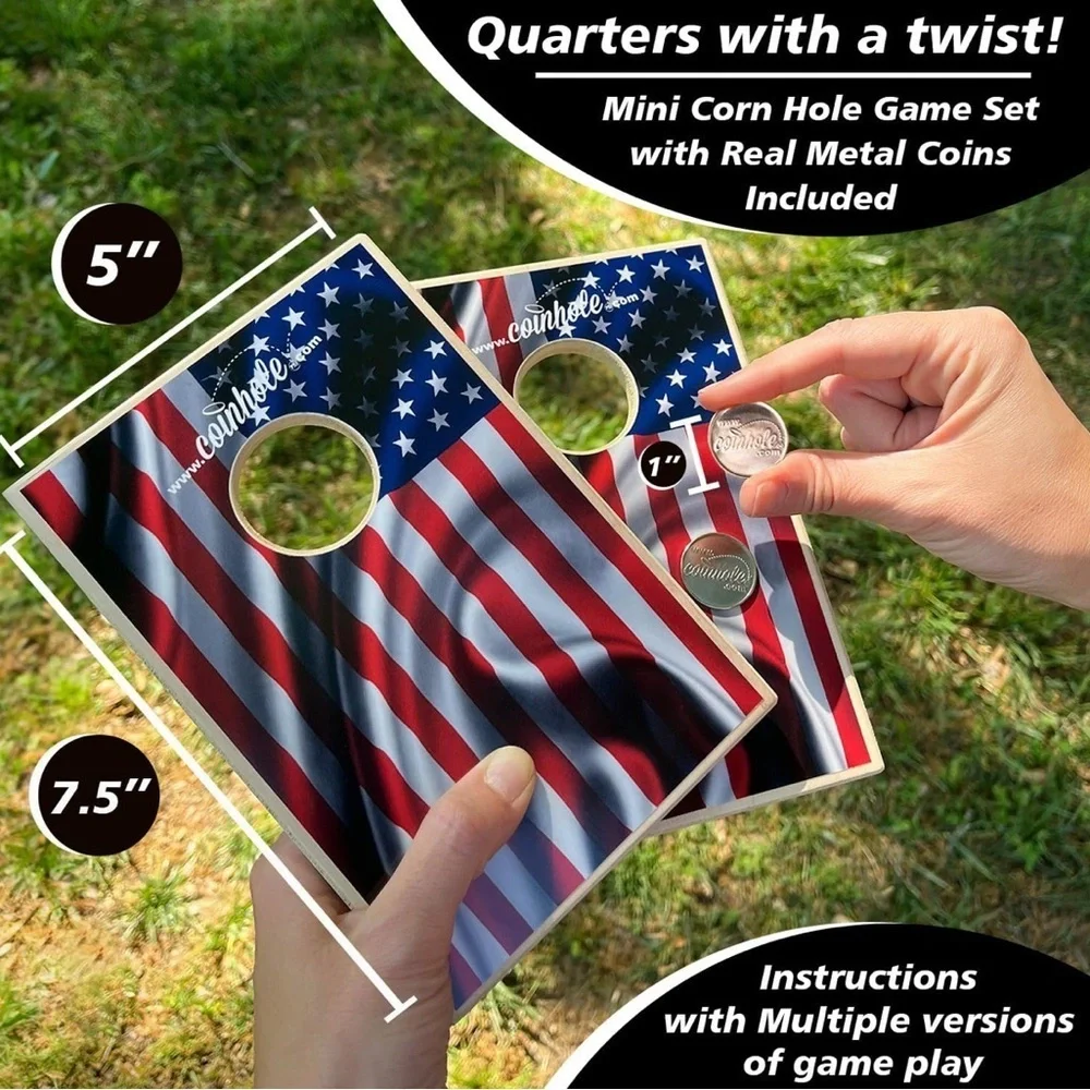 Tabletop cornhole Game with American Flag Design